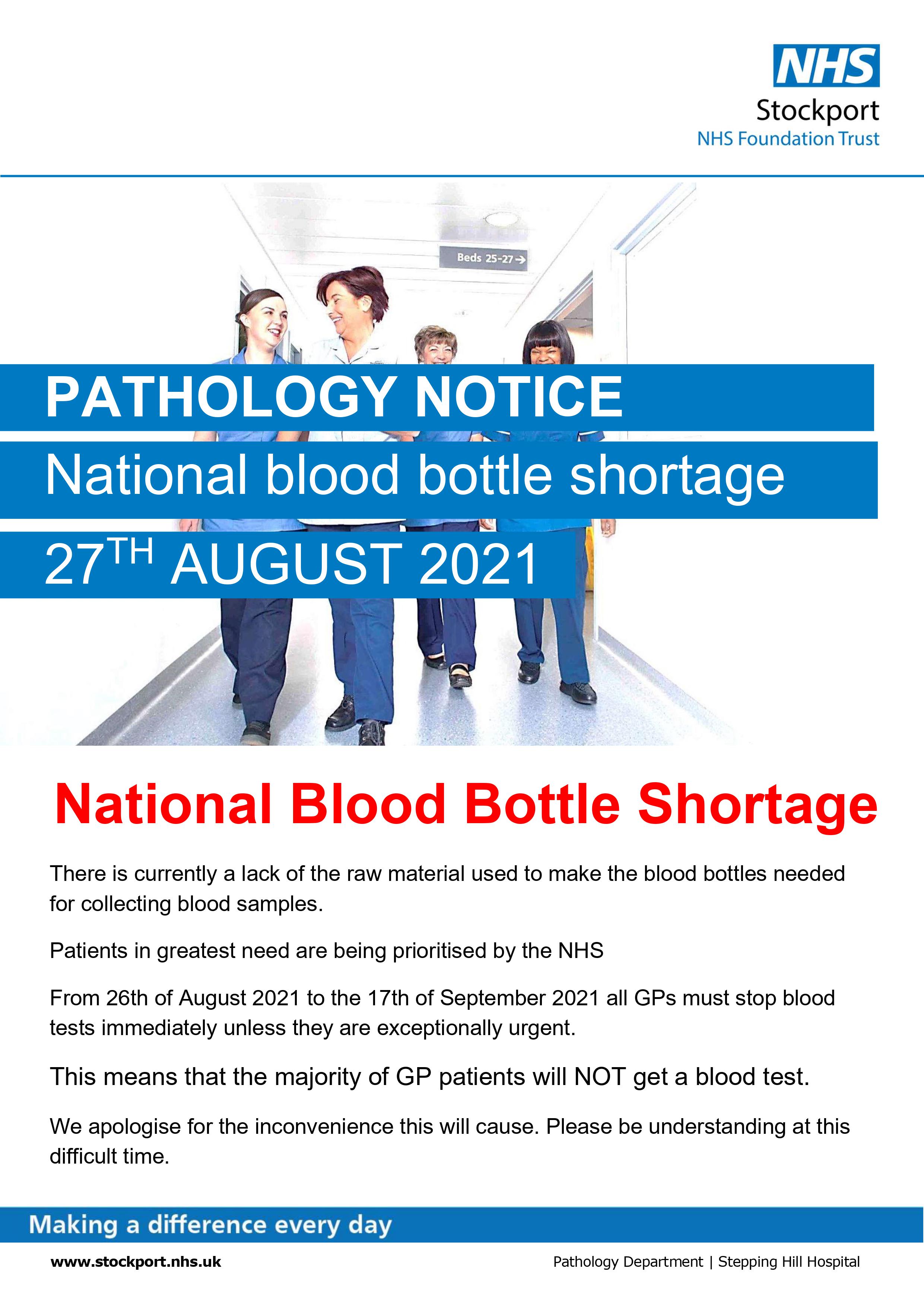 Blood Bottle Shortage